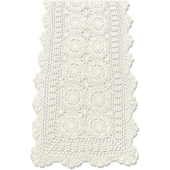 Cotton Handmade Crochet Lace Table Runner Rectangle Coffee Table Dresser Decor - Picture 7 of 7
